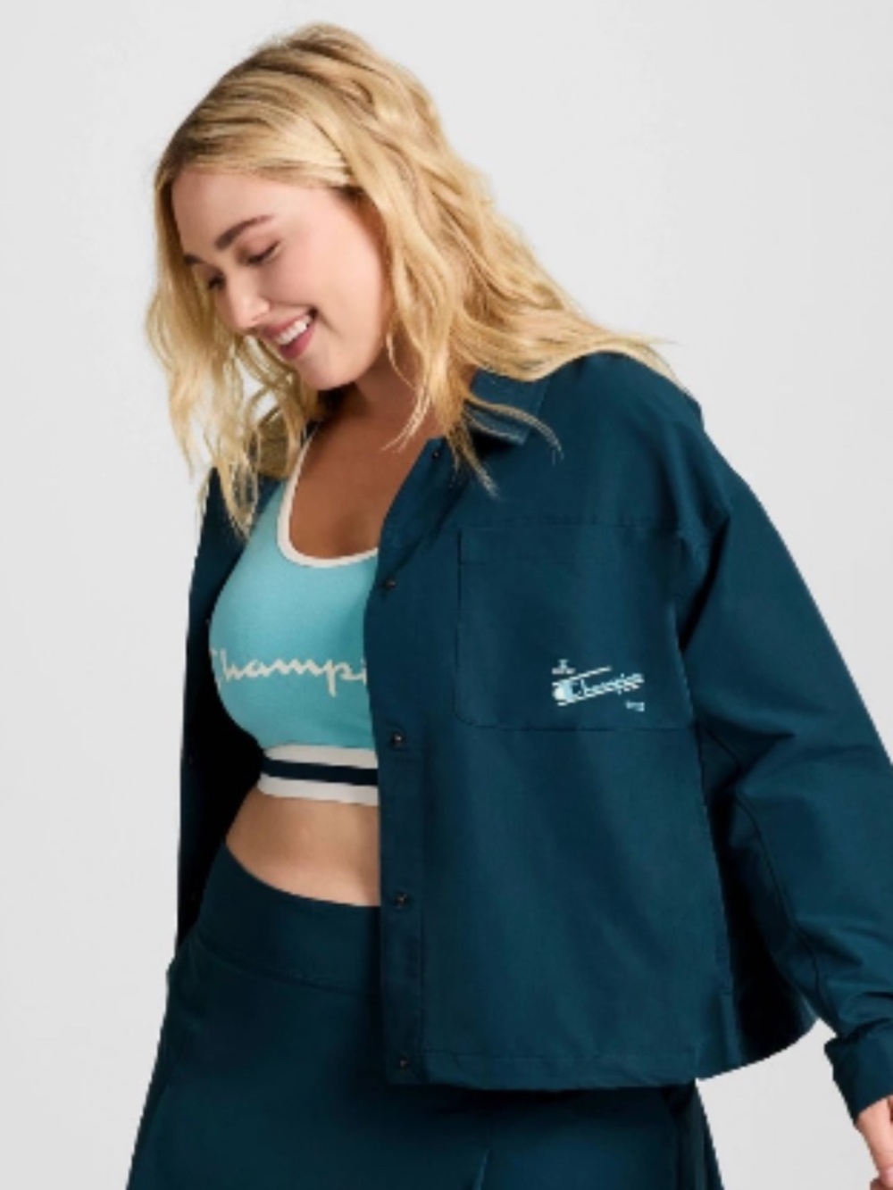 Champion Women’s Snap Front Top - Teal Blue XL